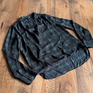 The Limited Dark Plaid Wrap Shirt